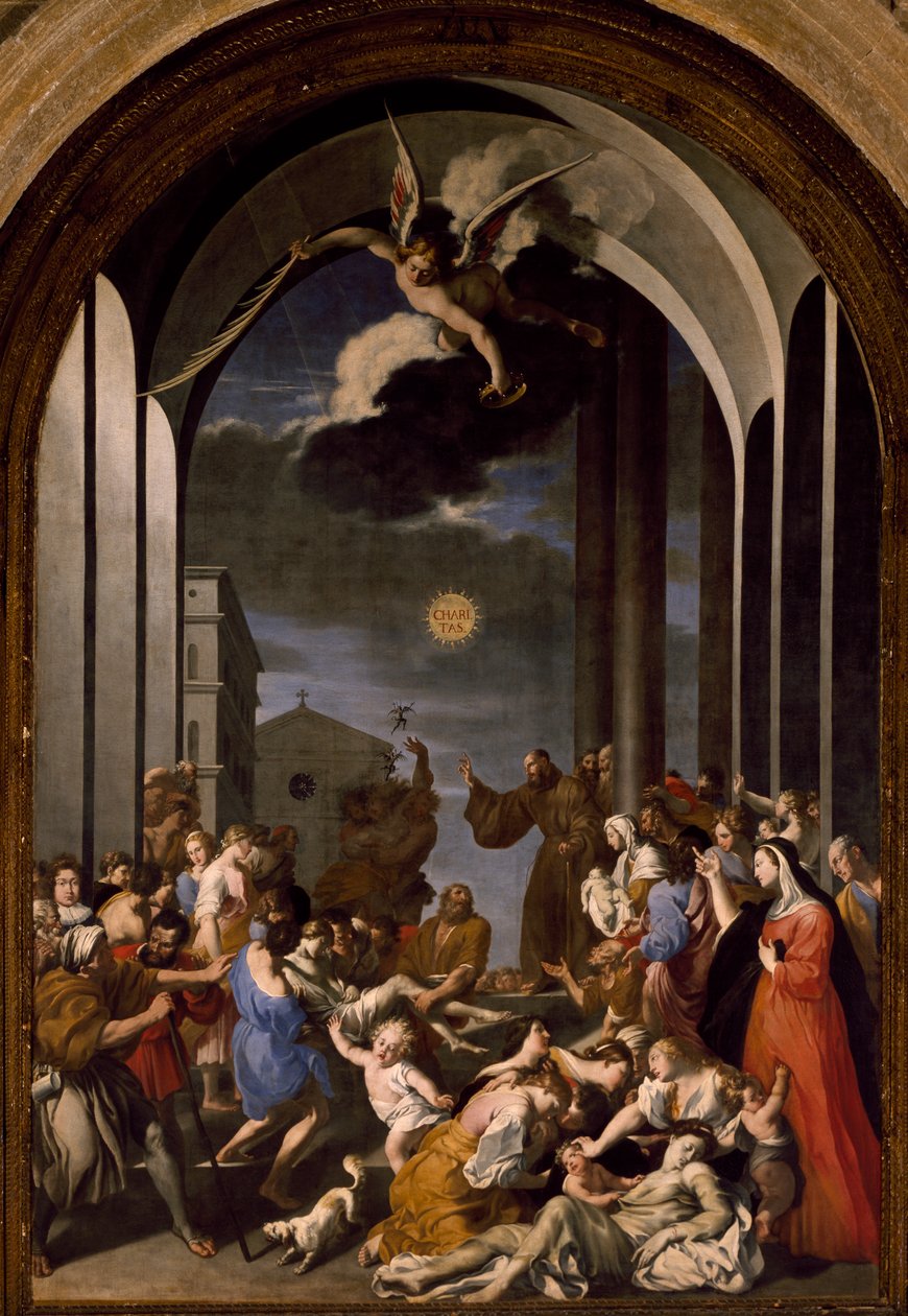 Miracles of St Francis of Paola av Giovanni Andrea Coppola (1597-1659), St Agata Cathedral, Gallipoli, Italia av Giovanni Andrea Coppola