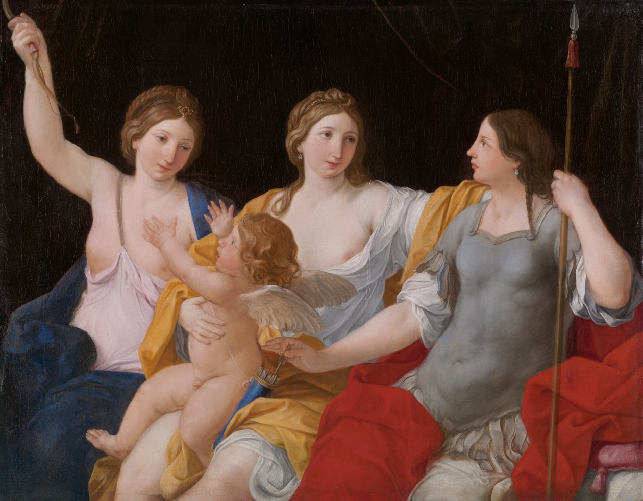 Venus, Juno og Minerva, med Amor av Giovanni Andrea Sirani