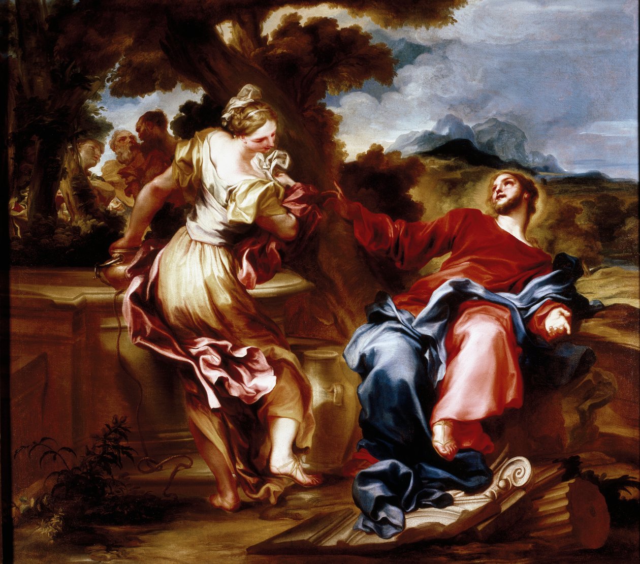 Kristus og samaritan. Maleri av Giovanni Andrea de 