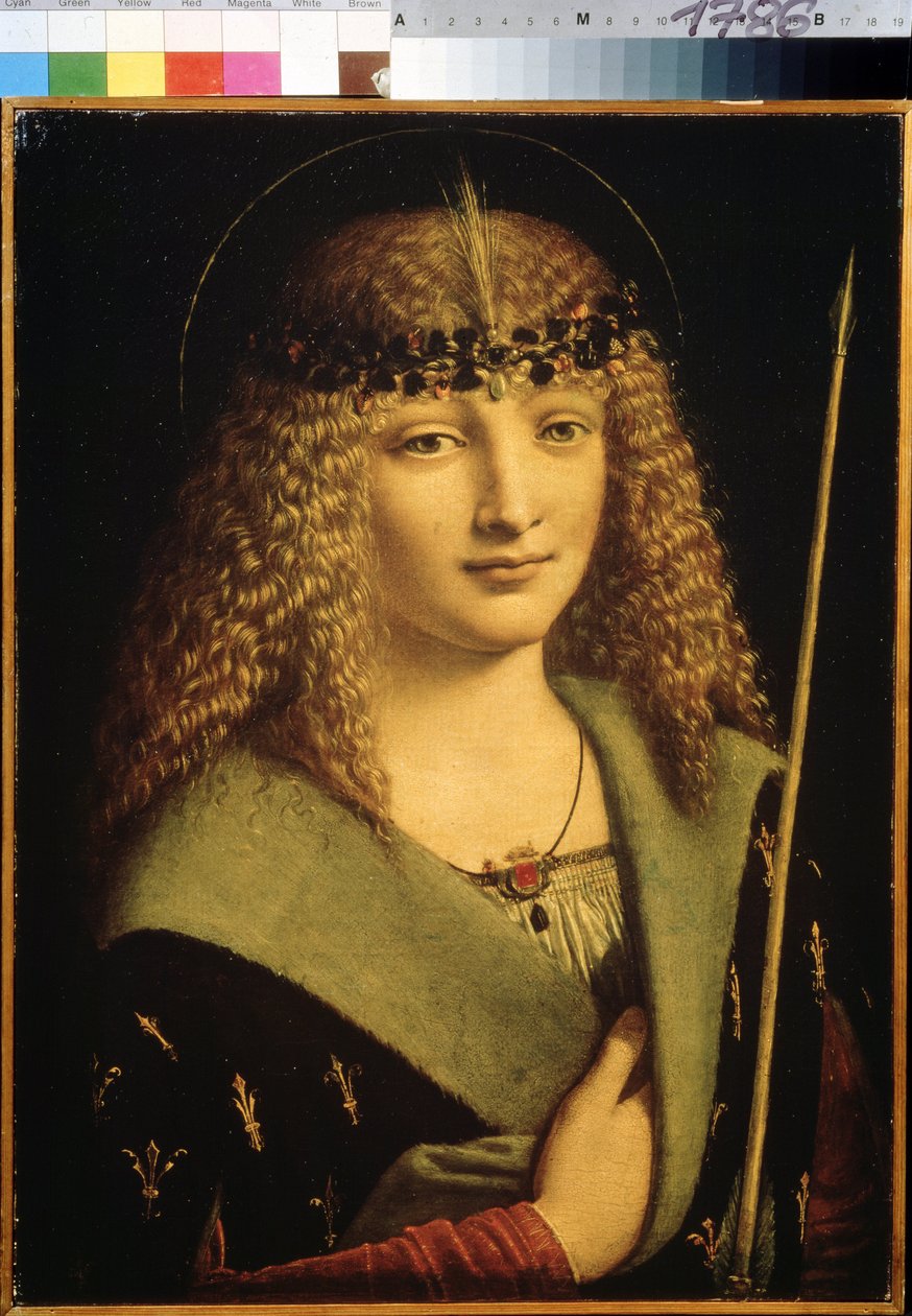 ""Portrait of a Young Boy as Saint Sebastian Holding an Arrow"" (Portrait of a Youth as Saint Sebastian) Maleri av Giovanni Antonio Boltraffio (Beltraffio) (1467-1516) rundt 1500 Pushkin Museum, Moskva av Giovanni Antonio Boltraffio