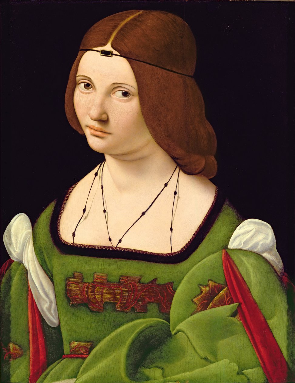Portrett av en dame (se 130357) (etter restaurering) av Giovanni Antonio Boltraffio