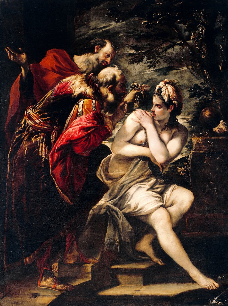 Susanna and Elders av Giovanni Antonio Burrini (1656-1727), olje på lerret av Giovanni Antonio Burrini or Burino