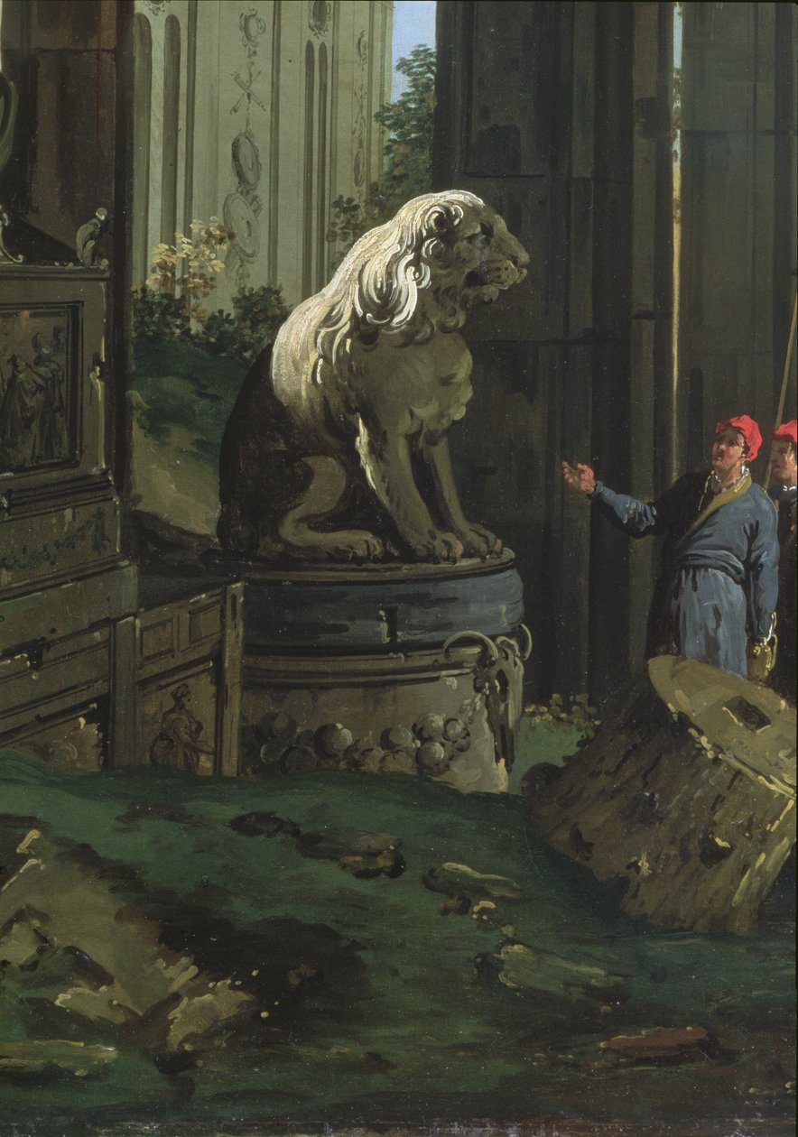 Detalj av "Capriccio med motiver fra Padua", ca. 1756 av Giovanni Antonio Canal