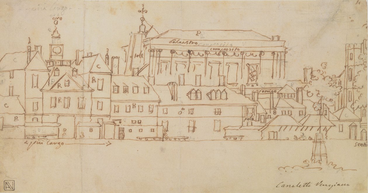 Horse Guards, London (penn og blekk på papir) av Giovanni Antonio Canal
