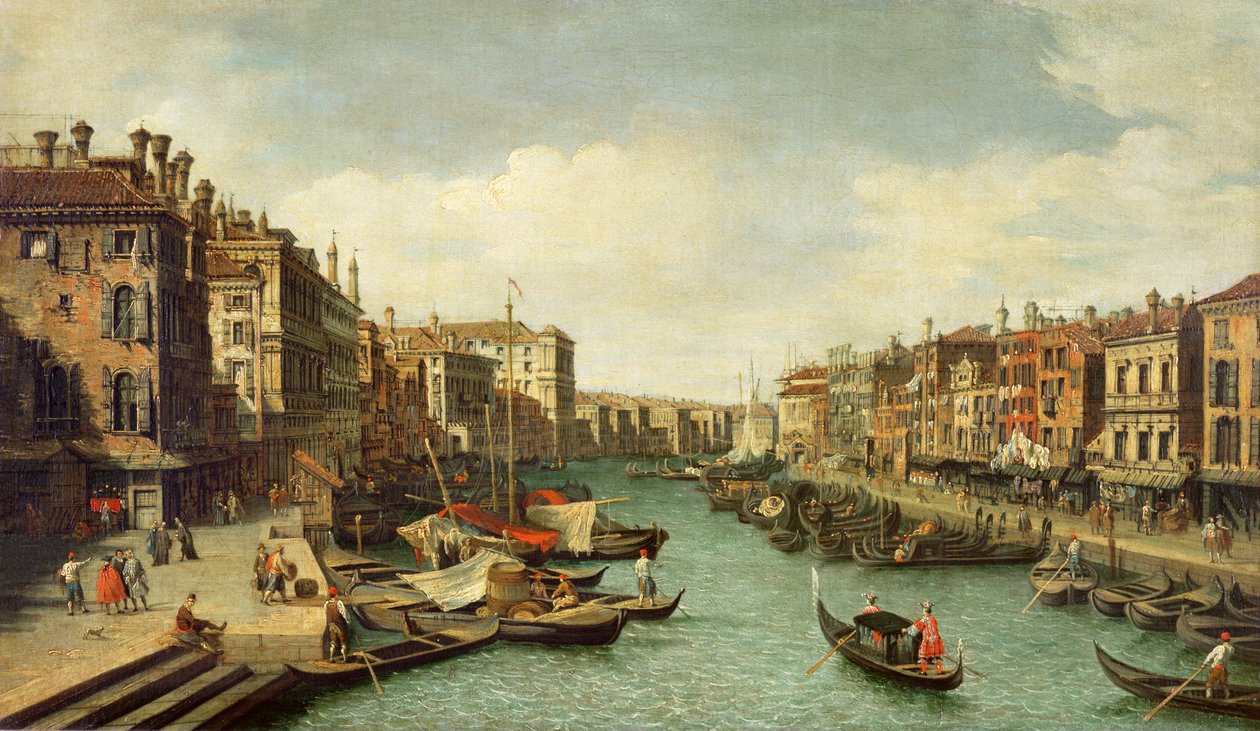 Canal Grande nær Rialtobroen, Venezia, ca. 1730 av Giovanni Antonio Canal