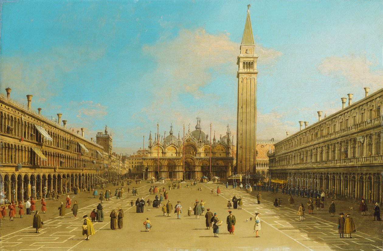 Piazza San Marco, Venezia, med utsikt mot øst, av Giovanni Antonio Canal
