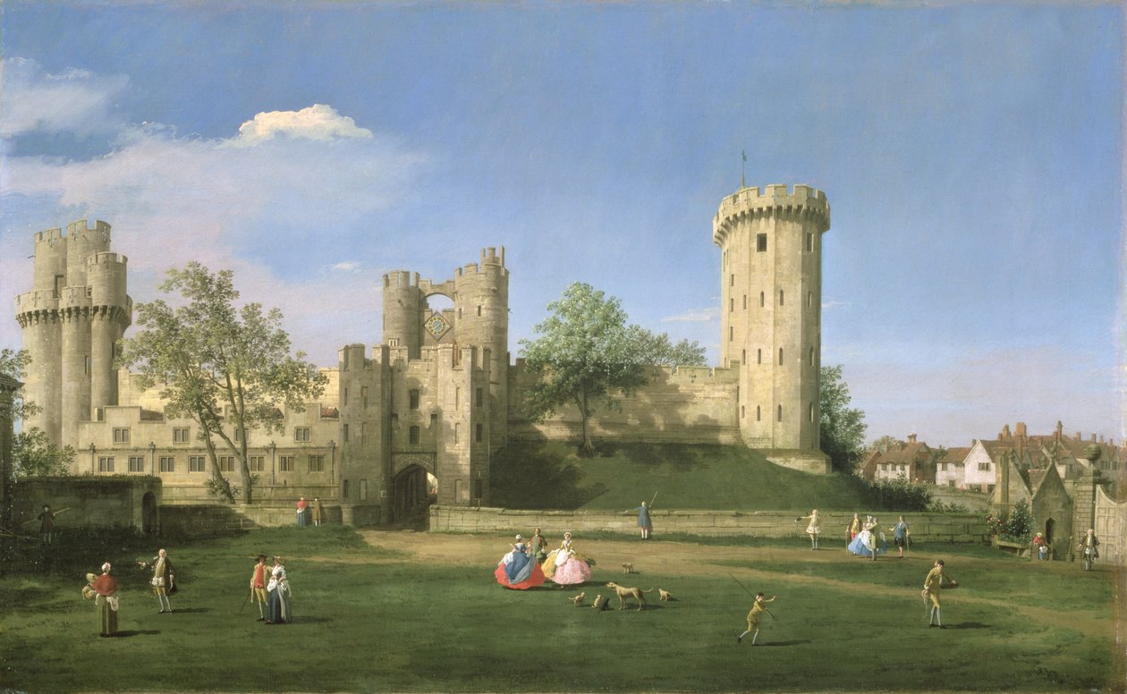 Warwick Castle, øst foran fra gårdsplassen, 1752 av Giovanni Antonio Canal