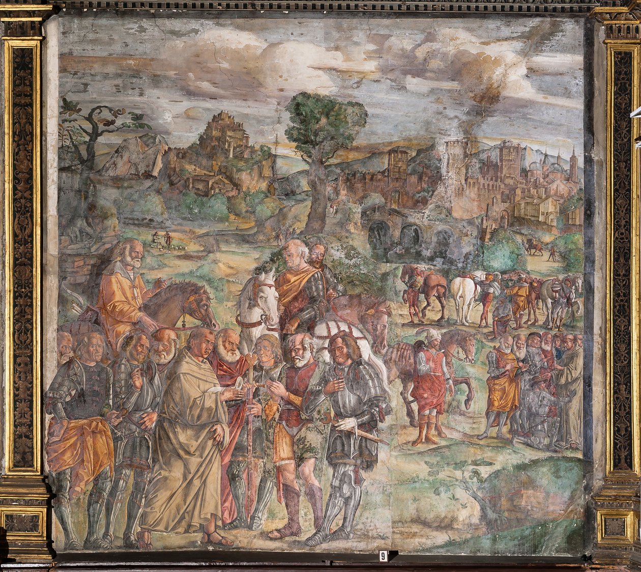 St Anthony står overfor tyrannen Ezzelino i Verona, School of the Saint av Giovanni Antonio Corona
