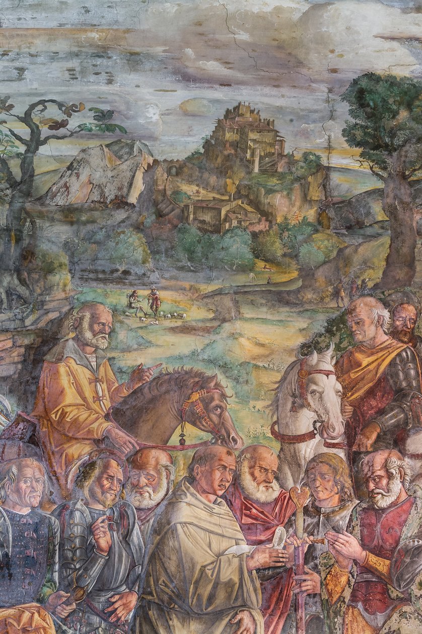 St Anthony vendt mot tyrannen Ezzelino i Verona, detalj av, School of the Saint, detalj av 2196790 av Giovanni Antonio Corona