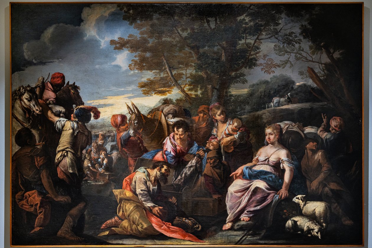 Laban ser etter avgudene skjult av Rachel, tidlig på XVIII århundre (olje på lerret) av Giovanni Antonio De (1671–1751) Pieri