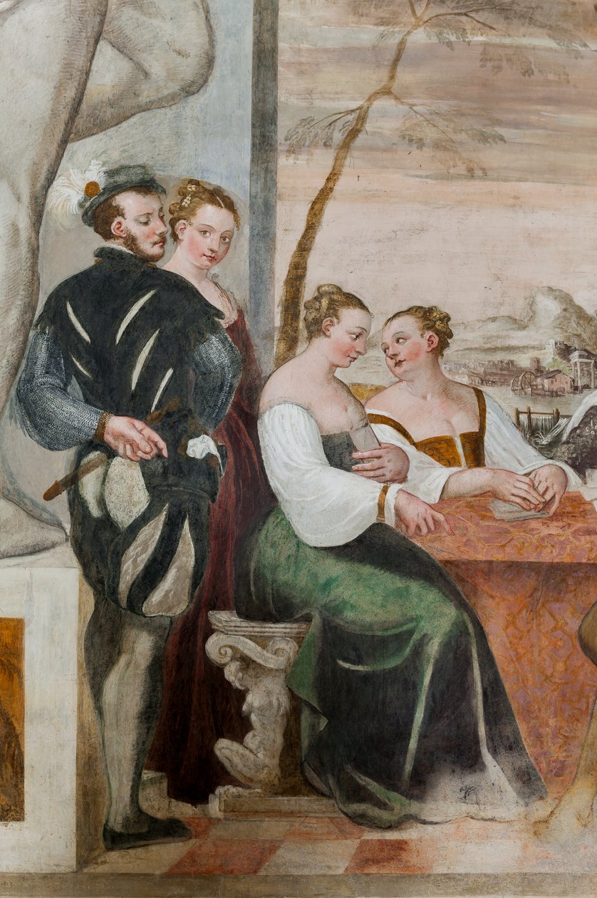 Kortspill, Main Hall, ca. 1570 (fresco) av Giovanni Antonio Fasolo