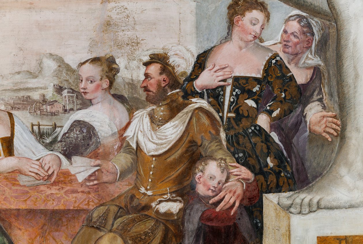 Kortspill, Main Hall, ca. 1570 (fresco) av Giovanni Antonio Fasolo