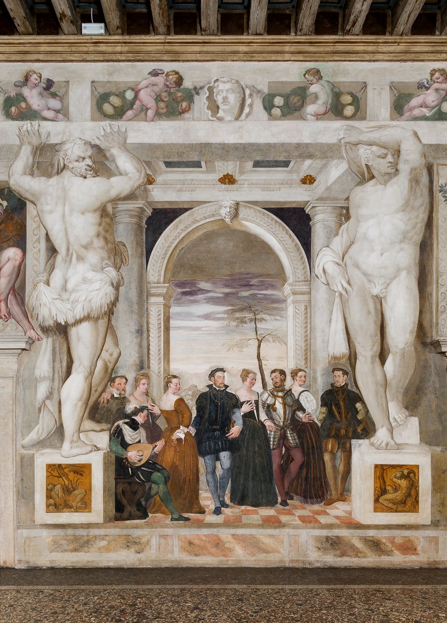 Invitasjon til dansen, hovedsalen, ca. 1570 (fresco) av Giovanni Antonio Fasolo