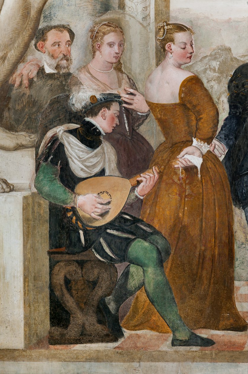 Invitație la dans, Sala principală, c.1570 (frescă)norvegiană av Giovanni Antonio Fasolo
