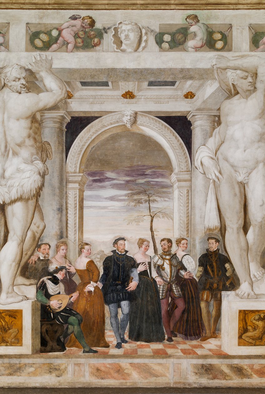 Invitasjon til dansen, hovedsalen, ca. 1570 (fresco) av Giovanni Antonio Fasolo