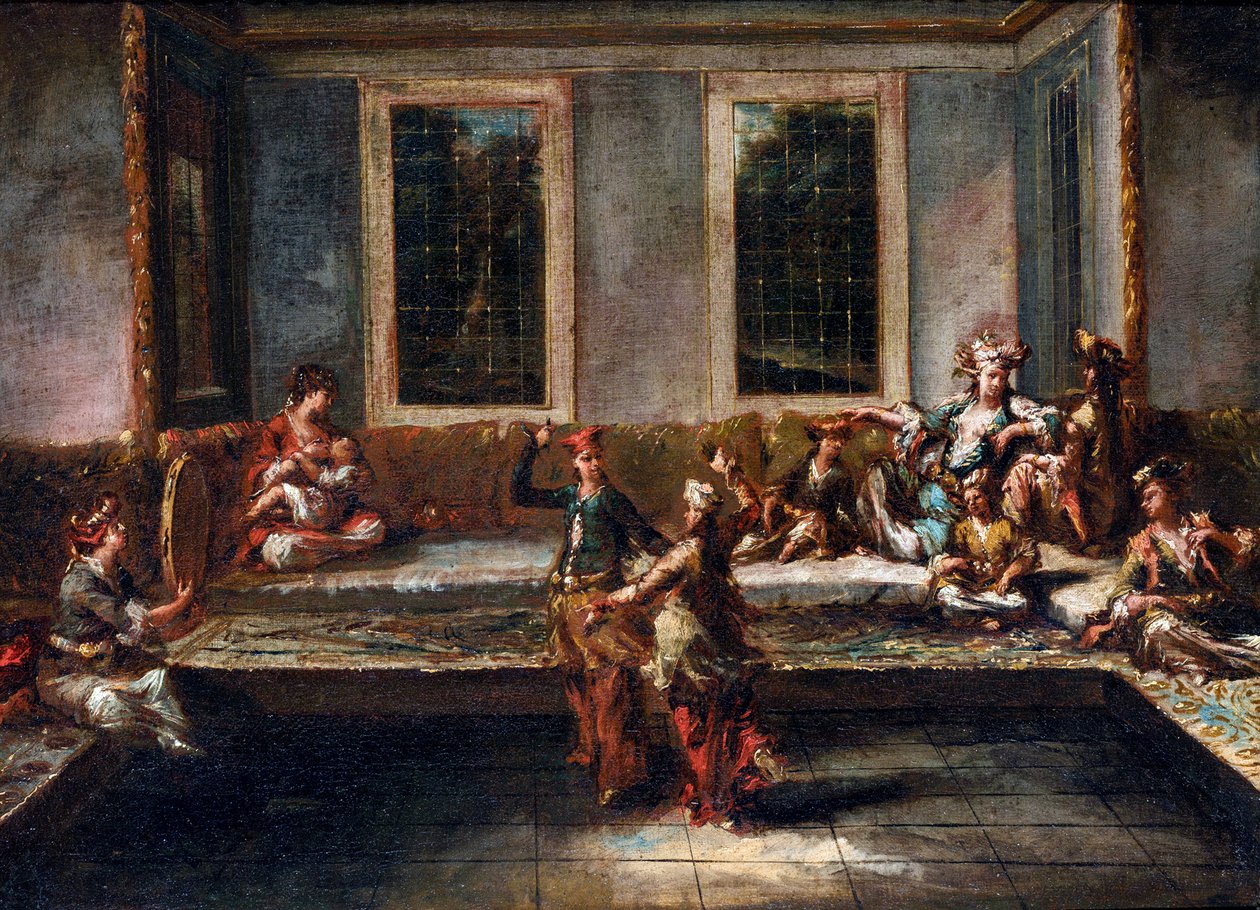 Pardans i harem par Guardi, Giovanni Antonio (1699-1760). Olje på lerret, størrelse: 44x61,5 av Giovanni Antonio Guardi