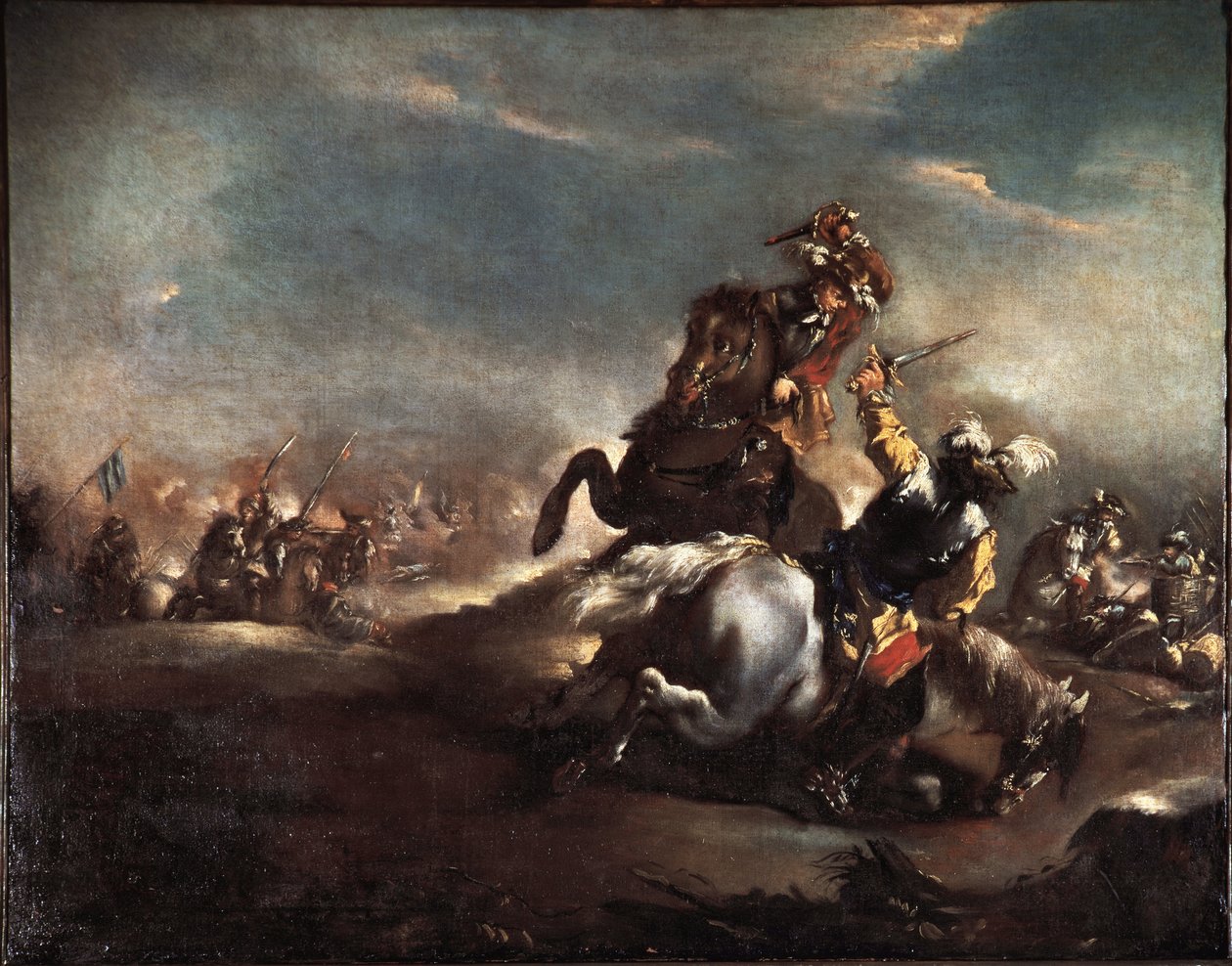 Duel of Knights (Knights fighting) Maleri av Giovanni Antonio Guardi (1699-1760) Venezia Museo Correr av Giovanni Antonio Guardi