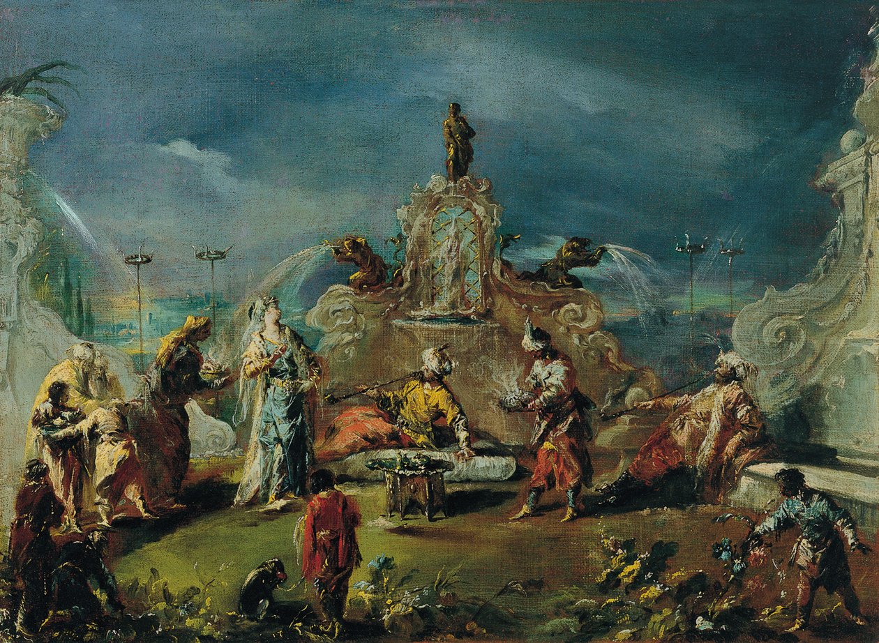 Scene i hagen til en Serraglio av Giovanni Antonio Guardi