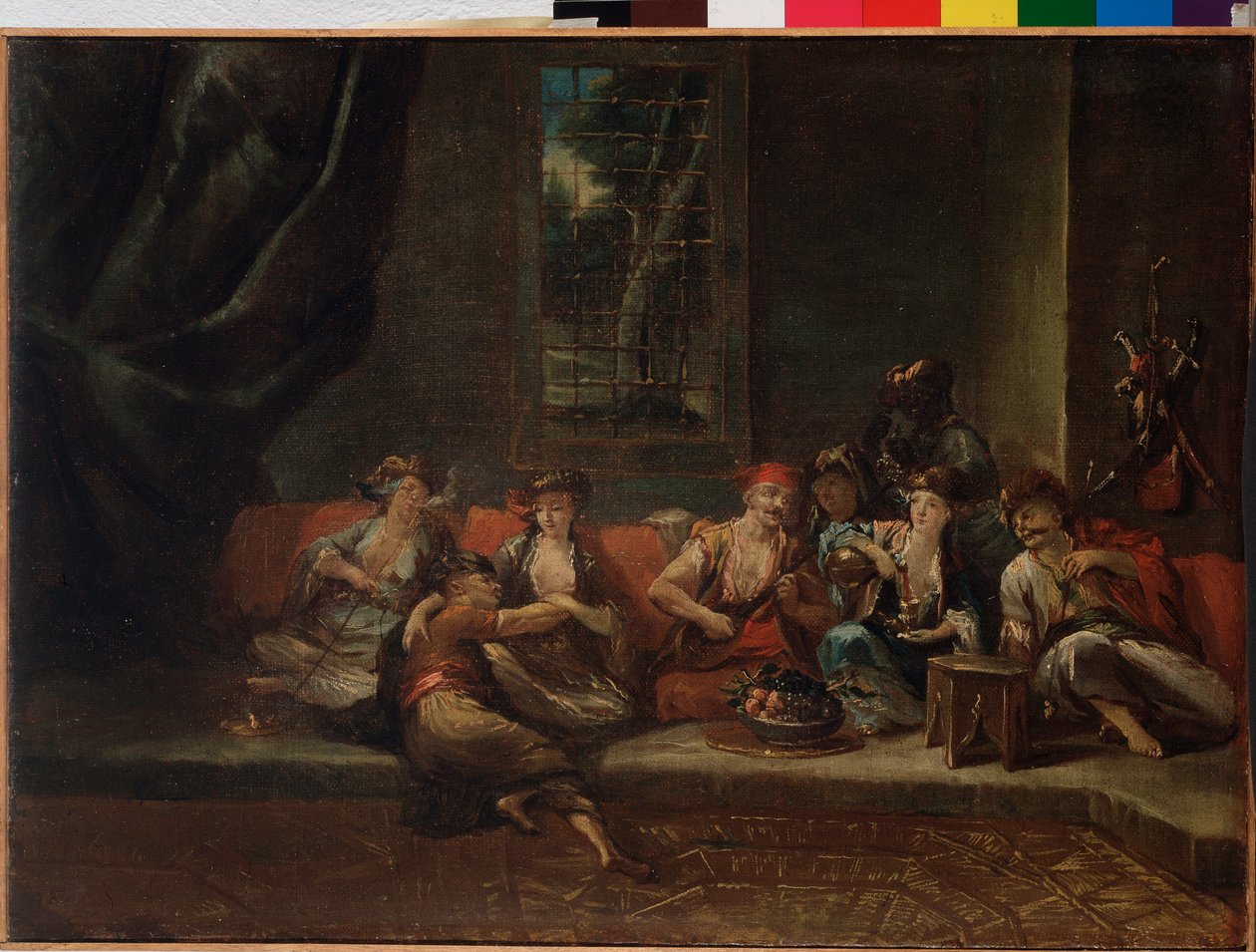 Haremet, tyrkisk scene - olje på lerret av Giovanni Antonio Guardi