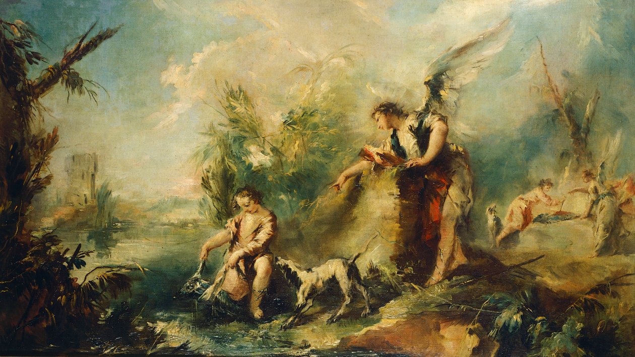 Tobias og fisk, detalj av Giovanni Antonio Guardi