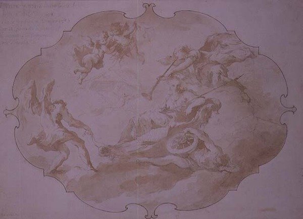 Triumph of Military Virtue, ca. 1750 (penn og vask) av Giovanni Antonio Guardi