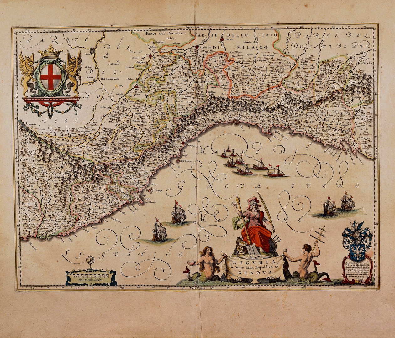 Kart over Liguria-regionen, av Giovanni Antonio Magini av Giovanni Antonio Magini