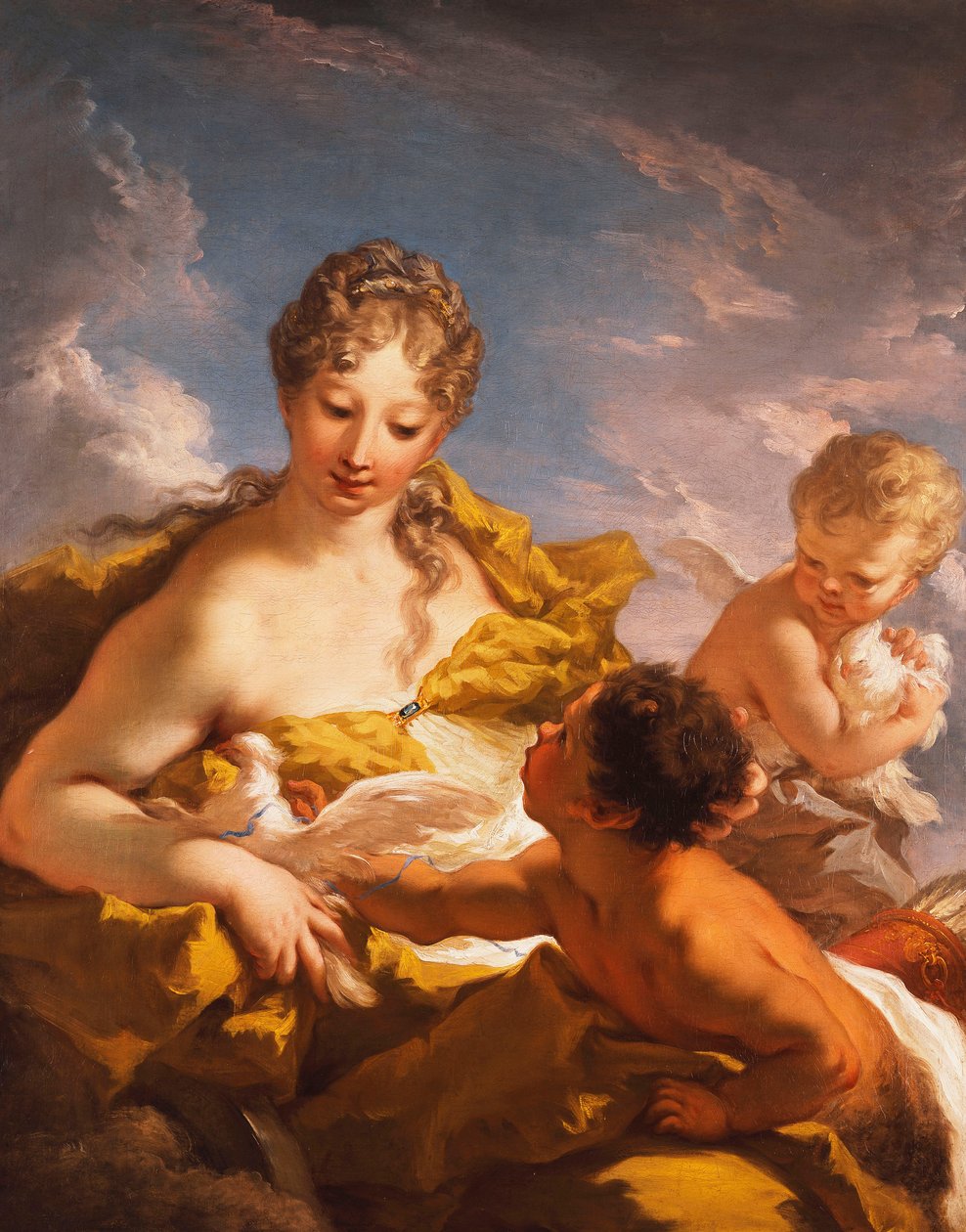 Venus, Amor og en faun, 1708-13 av Giovanni Antonio Pellegrini