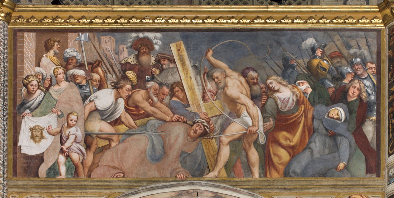 Central Aave, Second South Span, Jesus faller under korset, Il Pordenone av Giovanni Antonio Pordenone