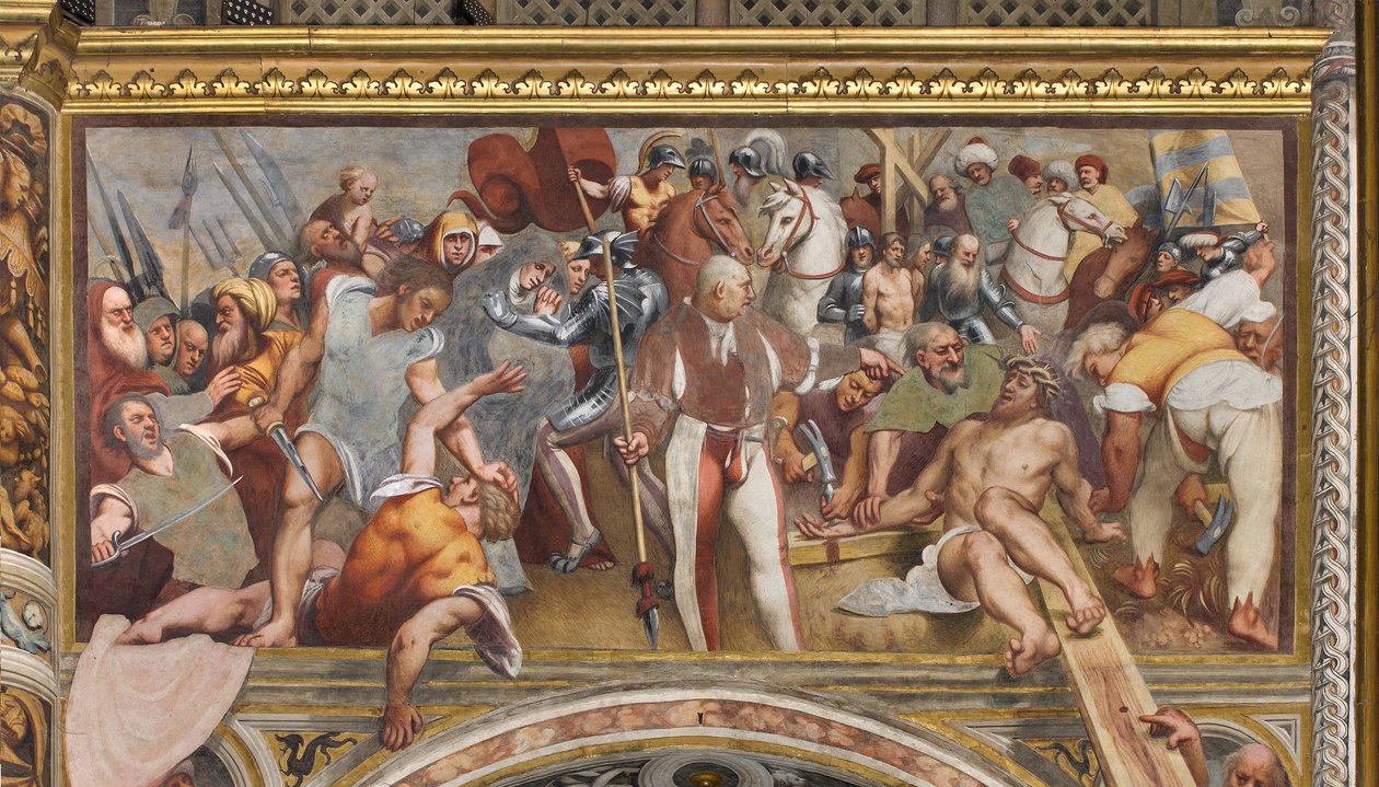 Central Aisle, First South Span, Kristus spikret til korset, Pordenone av Giovanni Antonio Pordenone