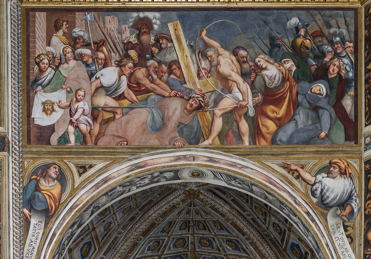Jesus faller under korset av Giovanni Antonio Pordenone
