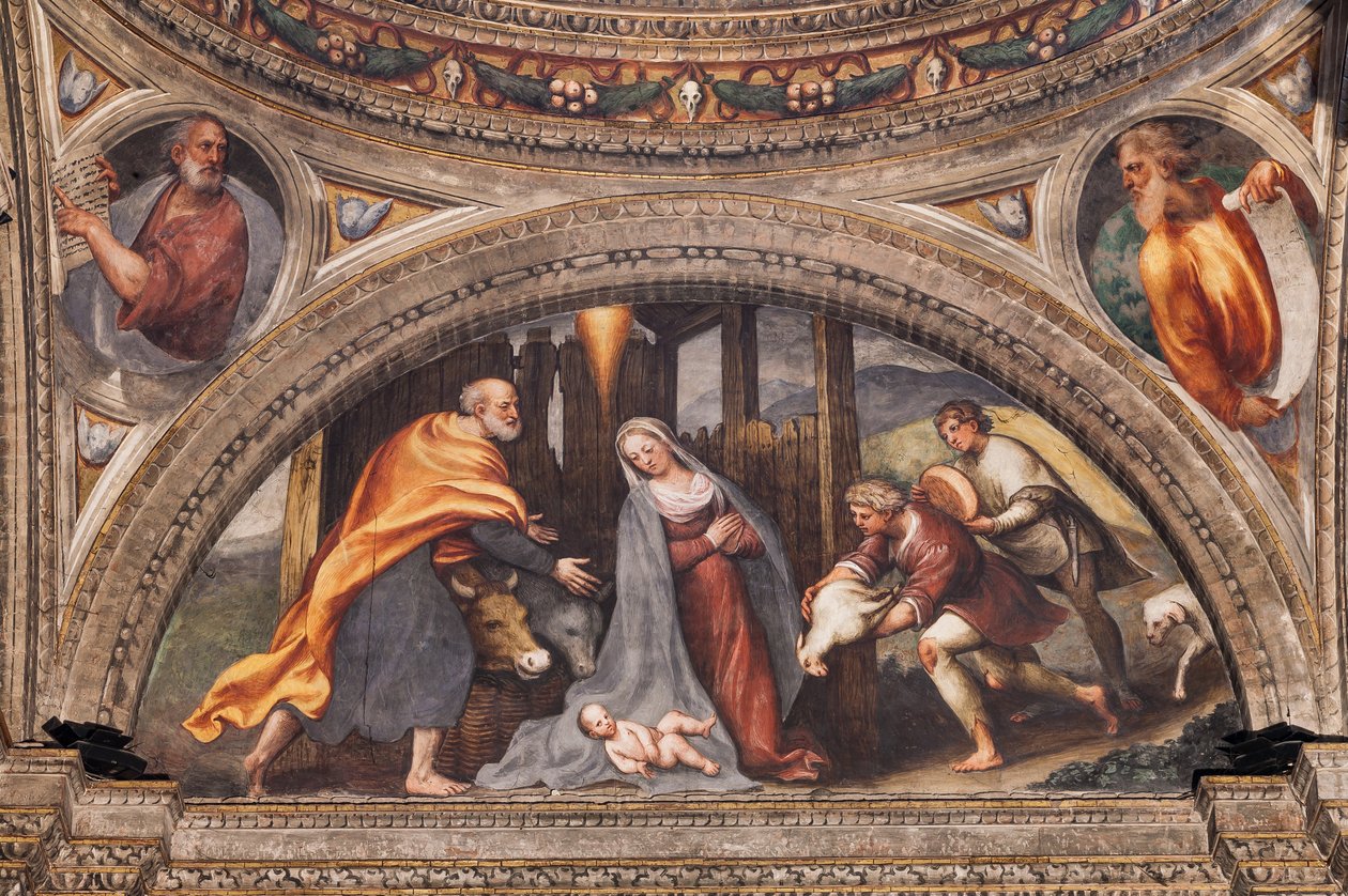 Lunette som skildrer tilbedelsen av hyrdene av Giovanni Antonio Pordenone