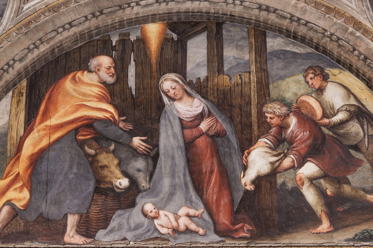 Lunette som skildrer tilbedelsen av hyrdene av Giovanni Antonio Pordenone