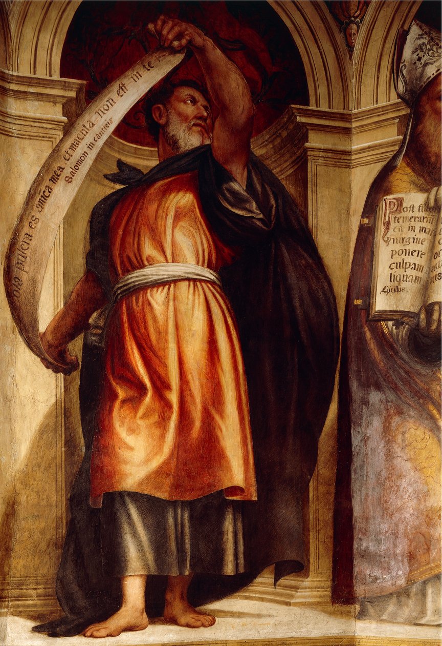 Solomon, Bebudelseskirken, St. Annes kapell, Cortemaggiore, Italia av Giovanni Antonio Pordenone