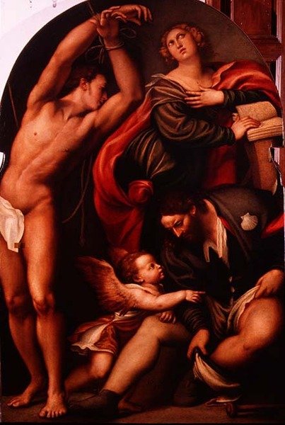St. Catherine, St. Sebastian og St. Roch av Giovanni Antonio Pordenone