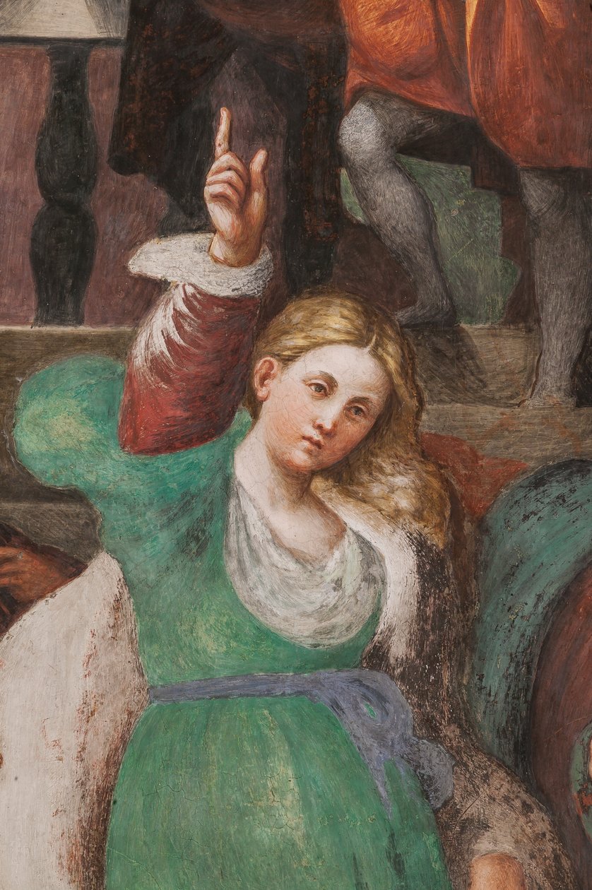 St. Katarinas disputasjon med filosofene, 1530-32 (fresko) (detalj av 3601450) av Giovanni Antonio Pordenone
