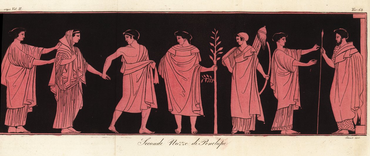 Bruden Penelope i bryllupsslør med sin pronuba eller æresmatrone av Giovanni Antonio Sasso