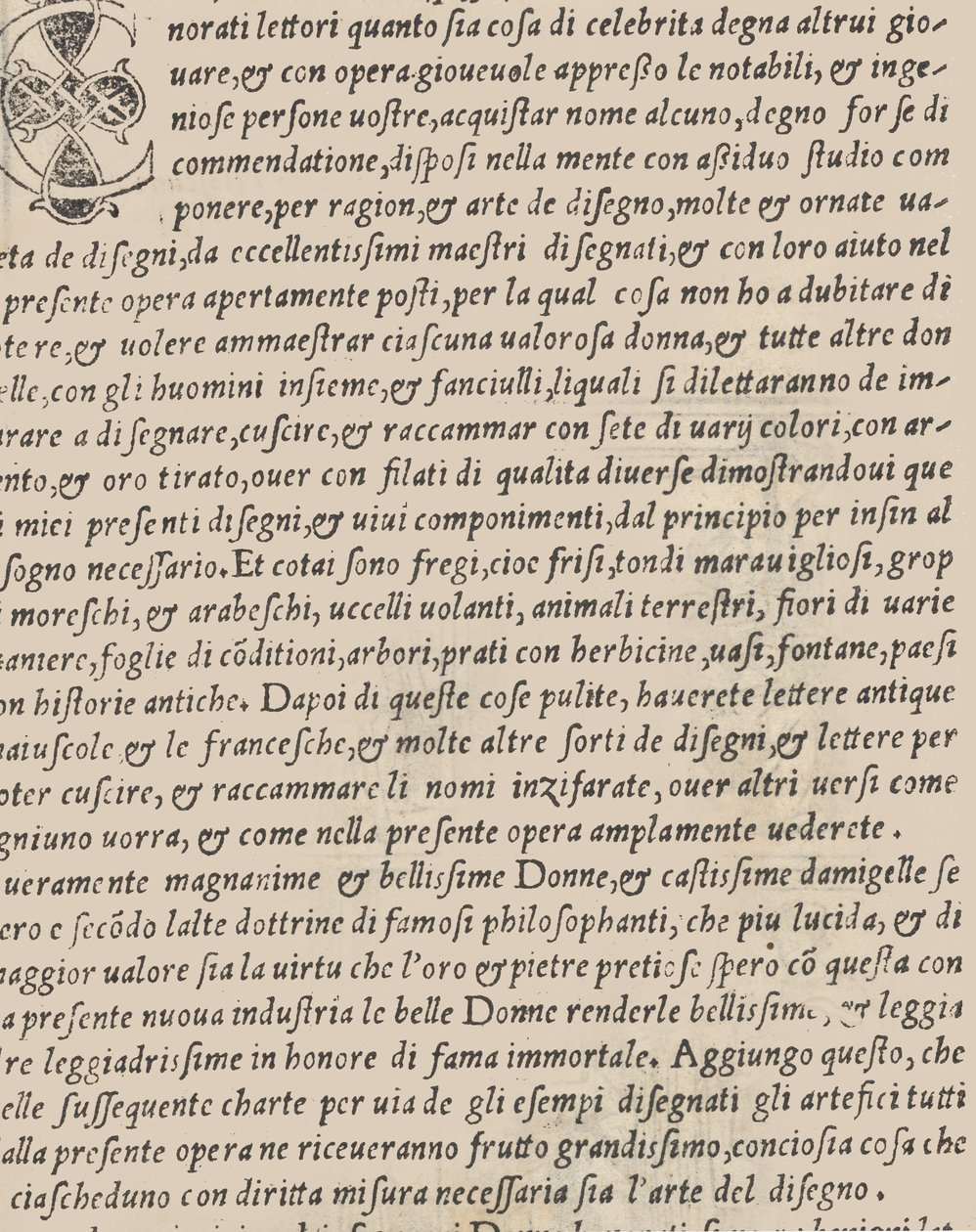 Eksempel på recammi, tittelside verso, 1530. av Giovanni Antonio Tagliente