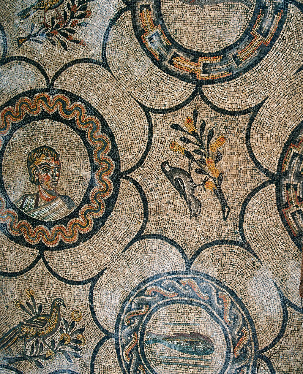 Detalj av gulvet i den tidlige kristne basilikaen i Aquileia, Udine av Phillipe de Marlier
