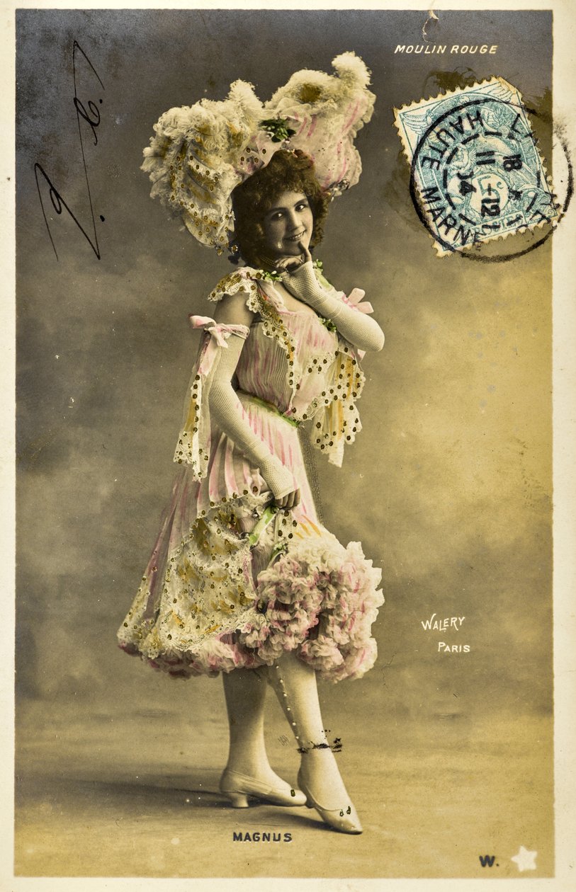 Postkort: Moulin Rouge - Portrett av Magnus, Music hall artist av Phillipe de Marlier