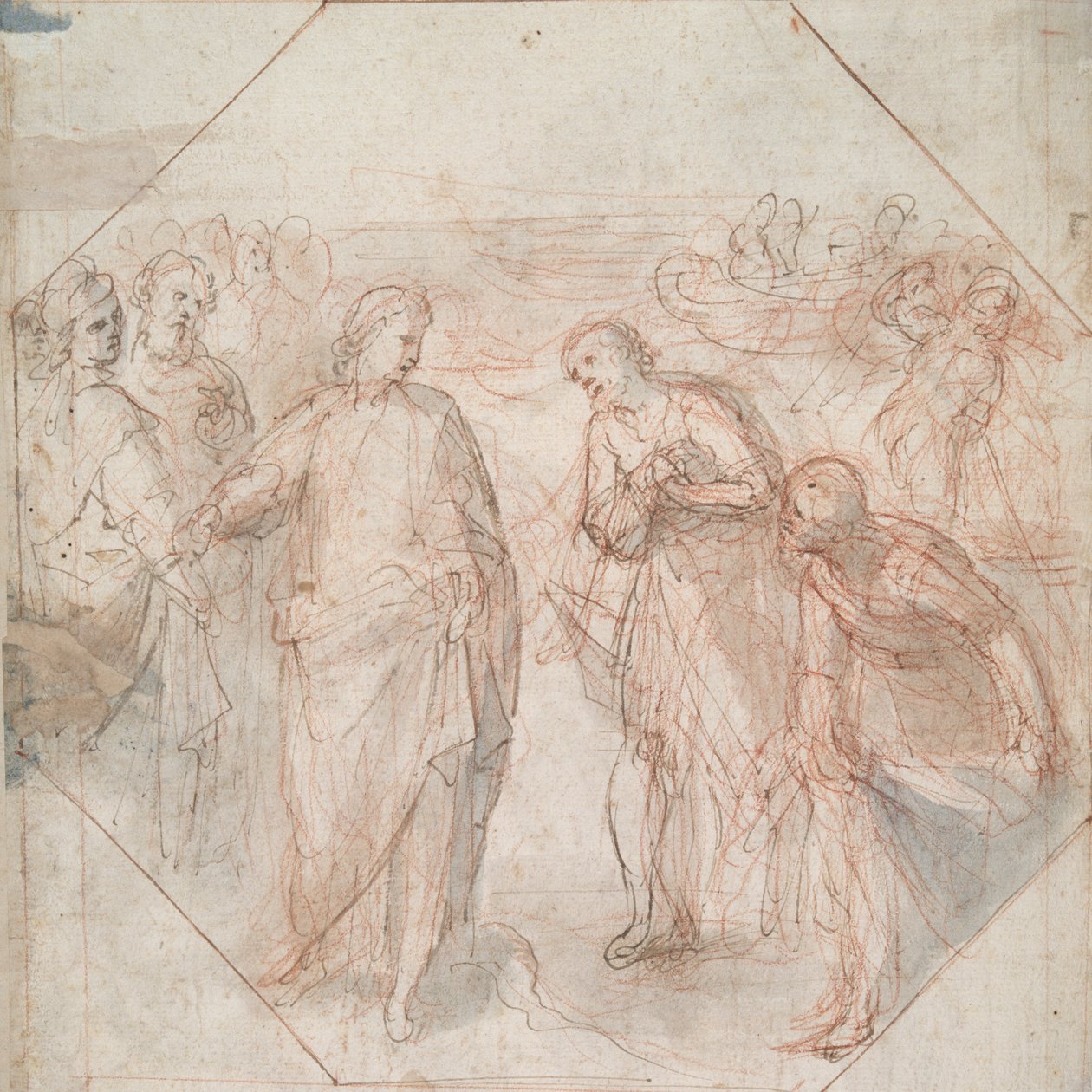 The Fall of Simon Magus (recto); Kallet til Jakob og Johannes (eller Peter og Andreas) (verso) av Giovanni Balducci