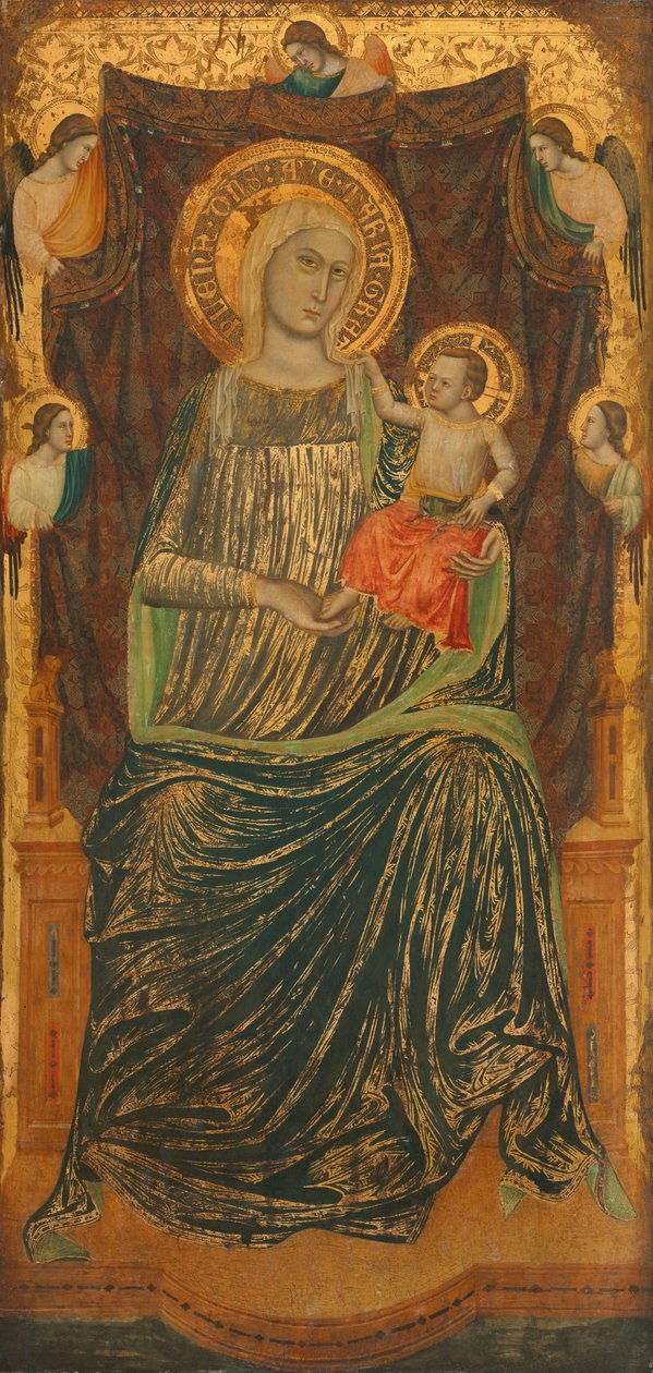 Madonna og barn med fem engler, ca. 1335. av Giovanni Baronzio