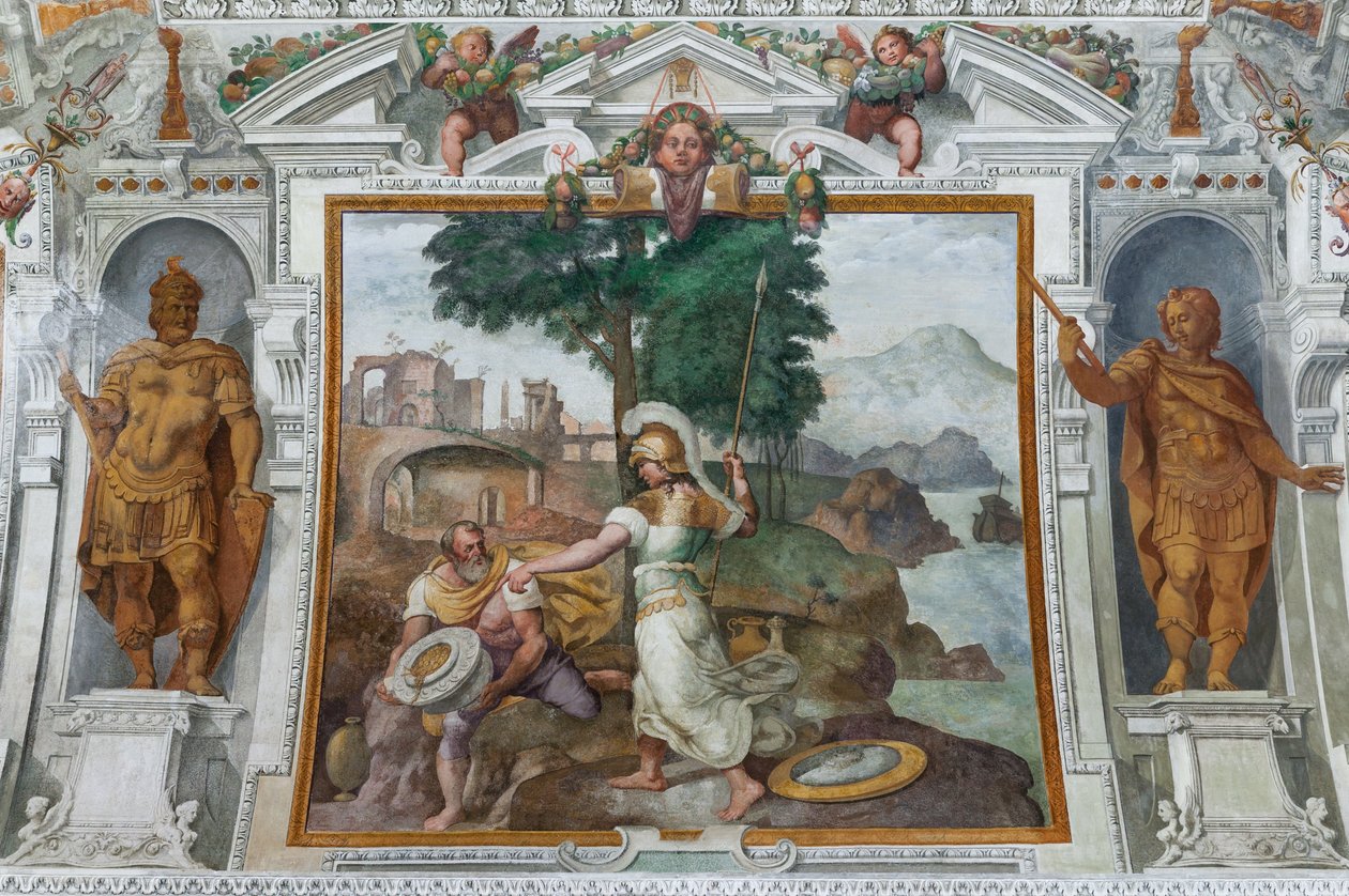 Ulysses og Minerva, ca. 1560 (fresco) av Giovanni Battista Castello