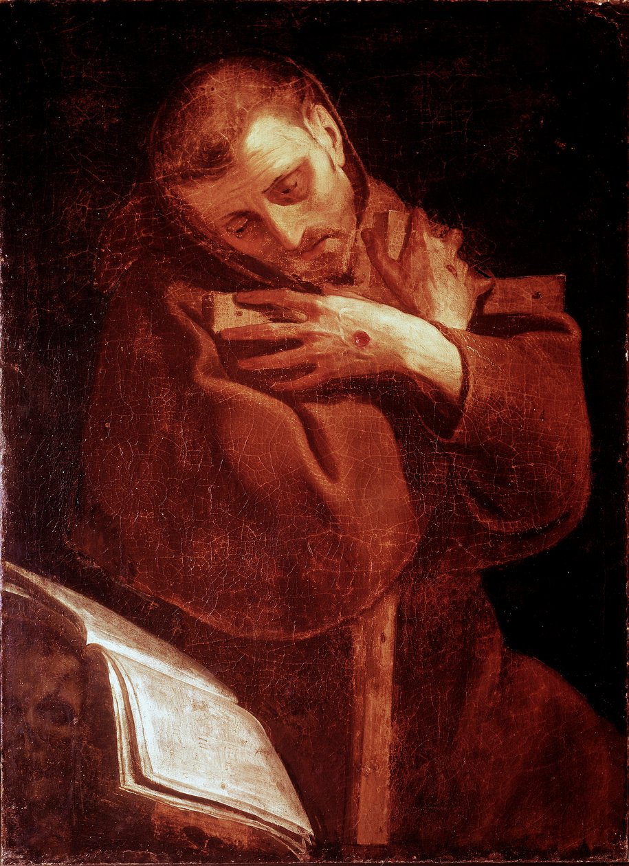 Saint Francois av Assisi i bønn, maleri av Giovan (Giovanni) Battista Crespi dit Il Cerano (ca. 1575-1632) Napoli, Pio Monte della Misericordia av Giovanni Battista  Crespi