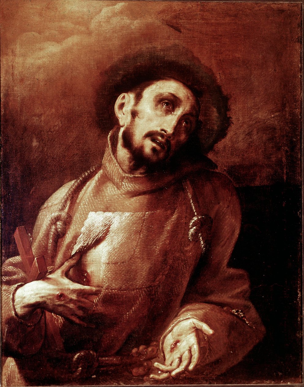 Saint Francois av Assisi i ekstase Maleri av Giovan (Giovanni) Battista Crespi dit Il Cerano (ca. 1575-1632) Mål.93,5x74 cm Milano, Brera kunstgalleri av Giovanni Battista  Crespi
