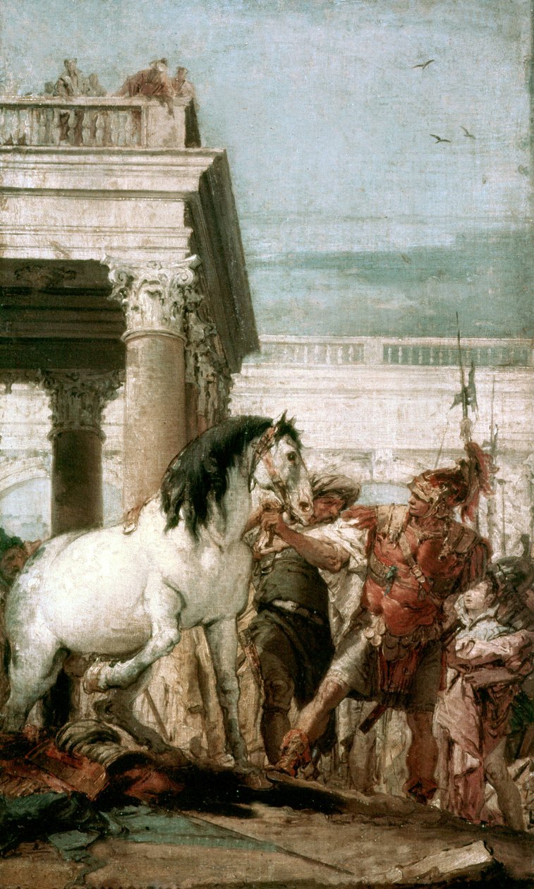 Alexander den store og hesten hans Bucephala av Giovanni Battista (1696 1770) Tiepolo