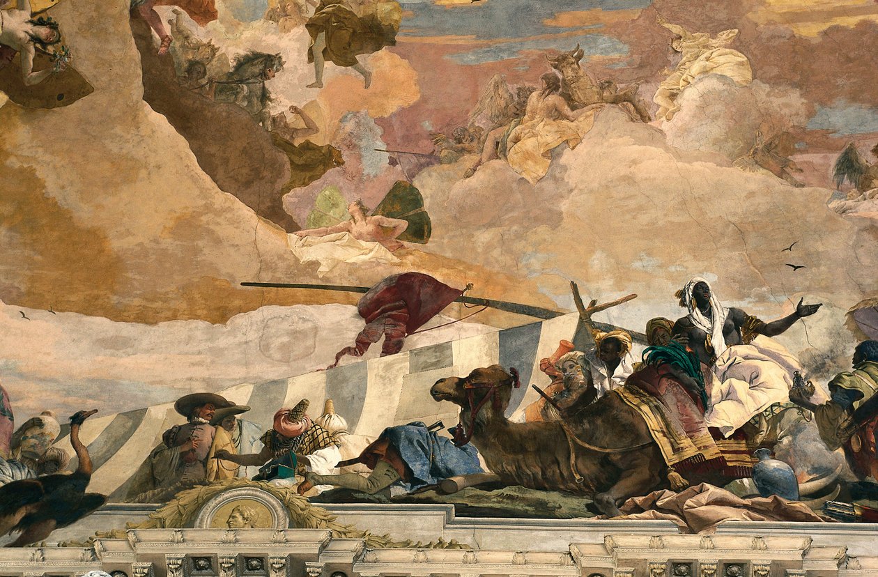 Allegori om Afrika. Fresco av Giovanni Battista Tiepolo (1696-1770) av Giovanni Battista Tiepolo