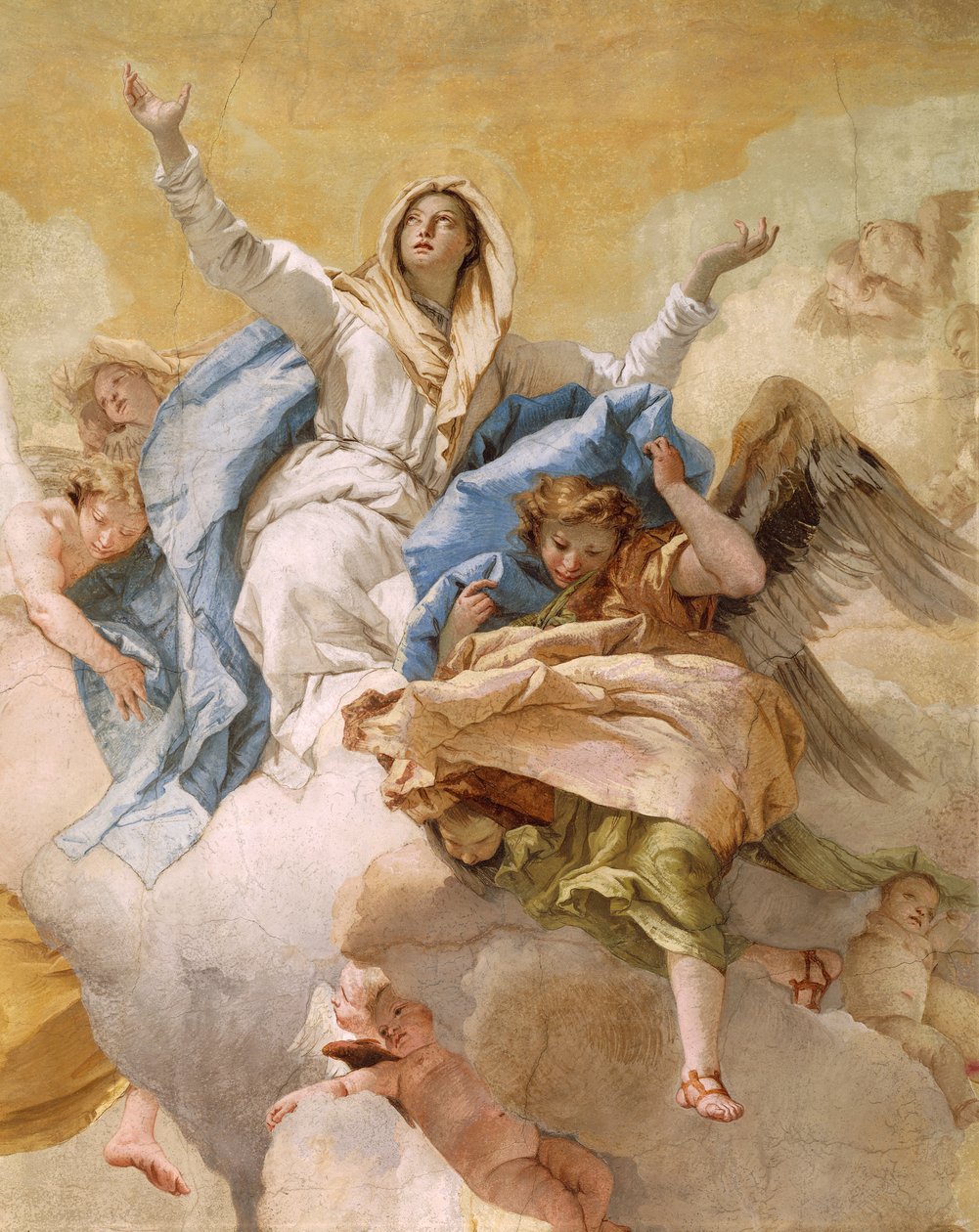 Assumption, av Giovanni Battista Tiepolo (1696-1770), freskomaleri, Detalj, Oratory of Purity, Udine av Giovanni Battista Tiepolo
