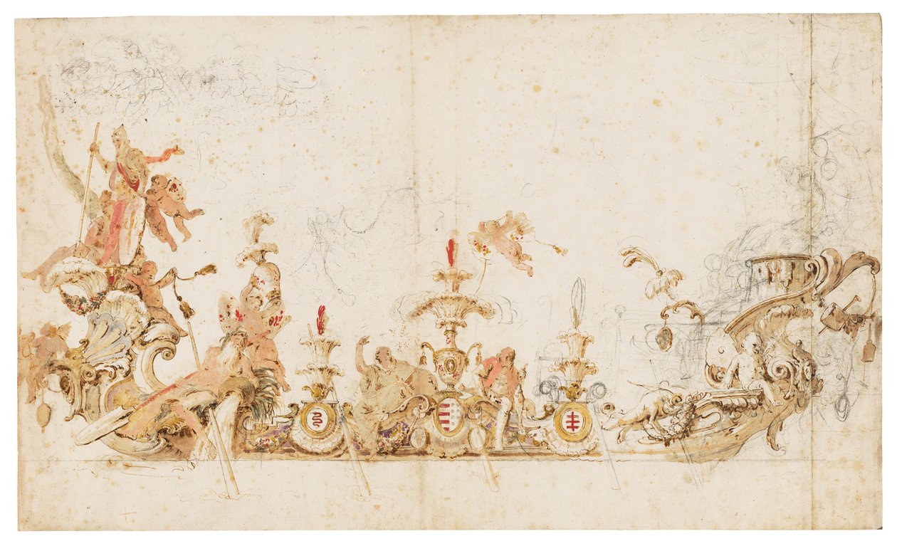 Design for en seremoniell gondol som representerer Polens triumf av Giovanni Battista (1696 1770) Tiepolo