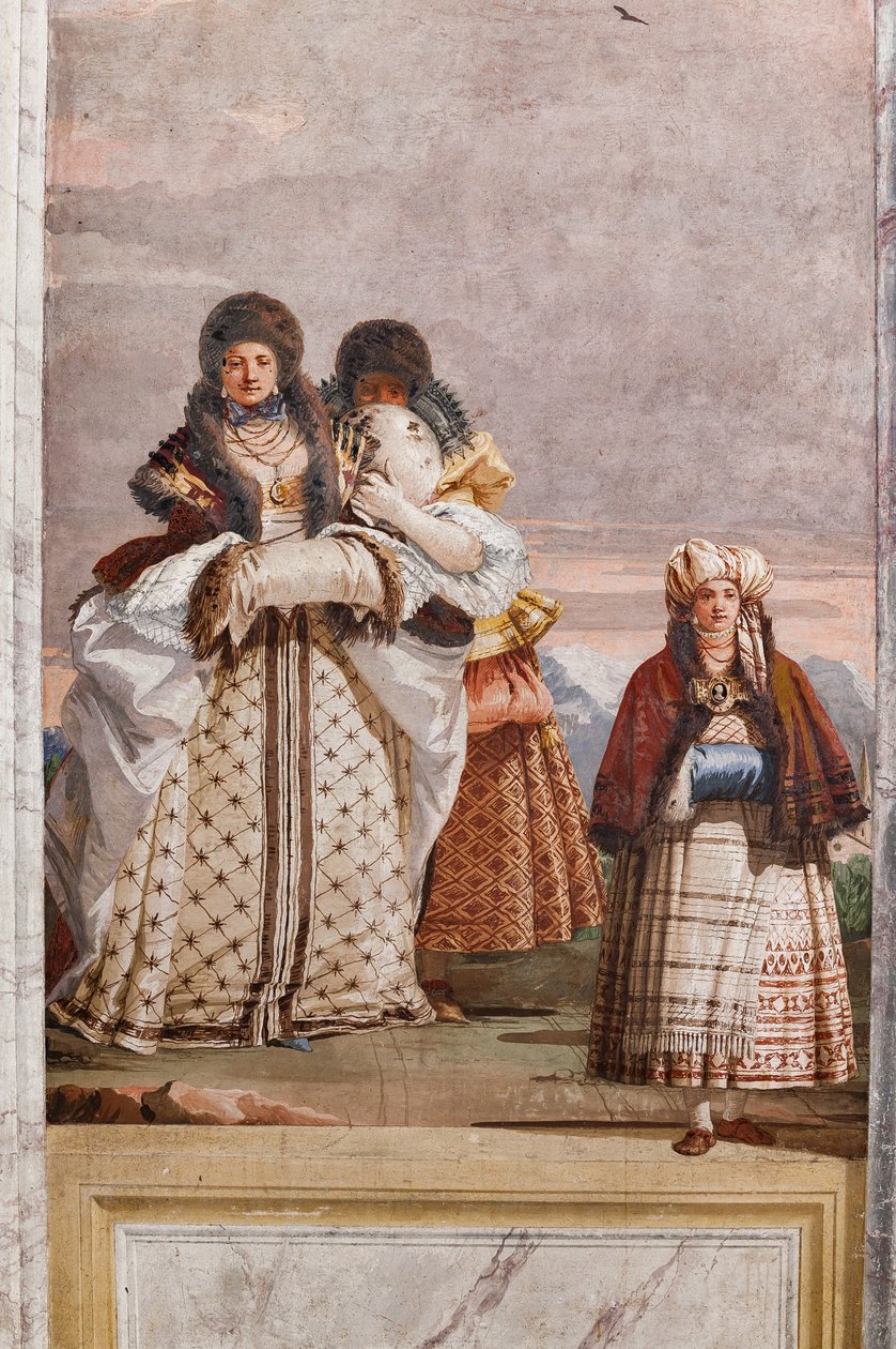 Gjesteovernatting, rom med falske gotiske arkitekturer: "A Winter Walk" av Giovanni Battista Tiepolo