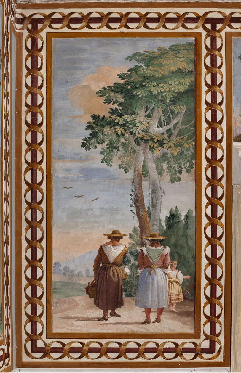 Gjesteovernatting, rom med landlige scener: "Landskap med bønder" av Giovanni Battista Tiepolo